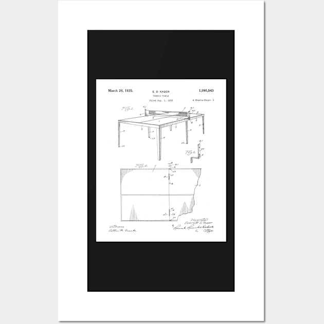 Table Tennis Patent - Ping Pong Fan Tennis Player Art - White Wall Art by patentpress